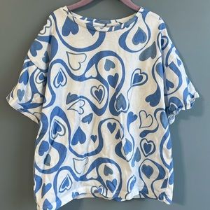 Zara Heart Blue Detailed T-Shirt